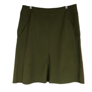 Nau Women Olive Green Recycled Polyester Performance Skirt Front Slit Size 14